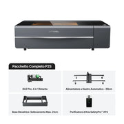 XTOOL Incisore Laser CO2 P2S 55W Grey Bundle con Conveyor, Riser, RA3 e AP2