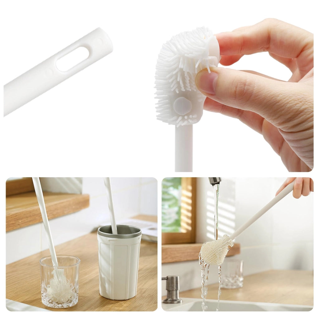 Set di 2 spazzole in silicone per bottiglie, spazzole lunghe per vetri, 32 cm