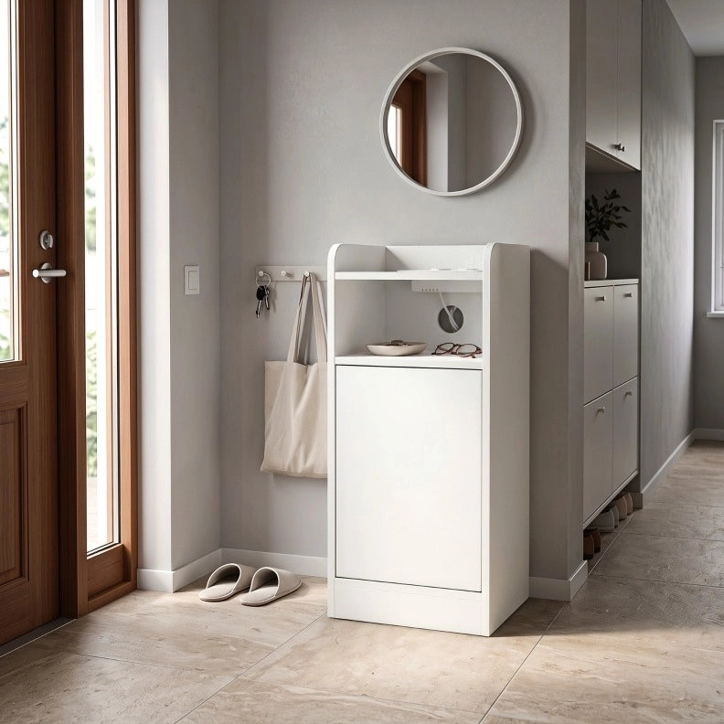 Set di 2 comodini stretti bianchi con prese e porte USB