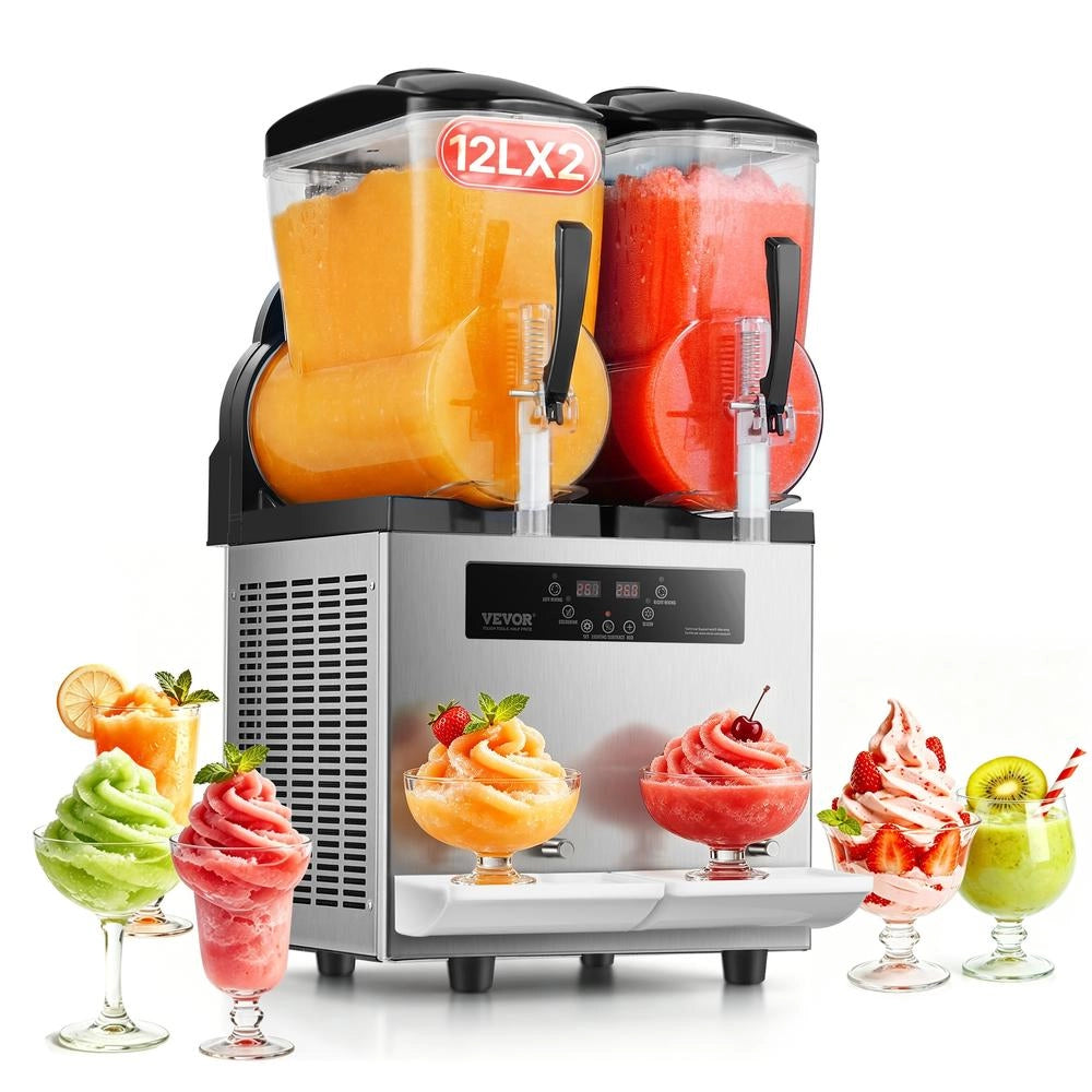 Macchina per bevande ghiacciate 2 x 12 L in acciaio inox XN240B granitore per smoothie e bevande fredde per bar ristorante catering pratico