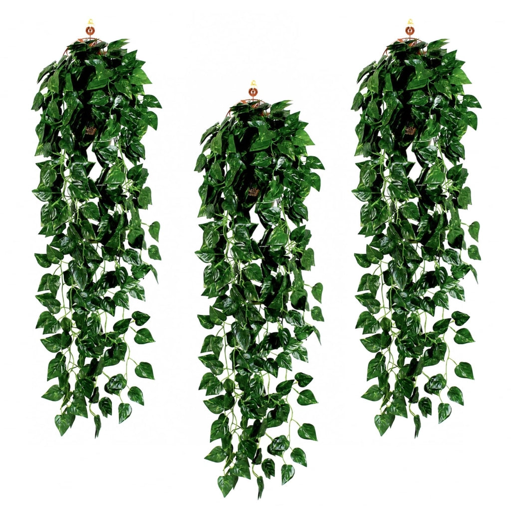 Edera artificiale, confezione da 3 pezzi, 100 cm di lunghezza, colore verde, ideale per la decorazione delle pareti