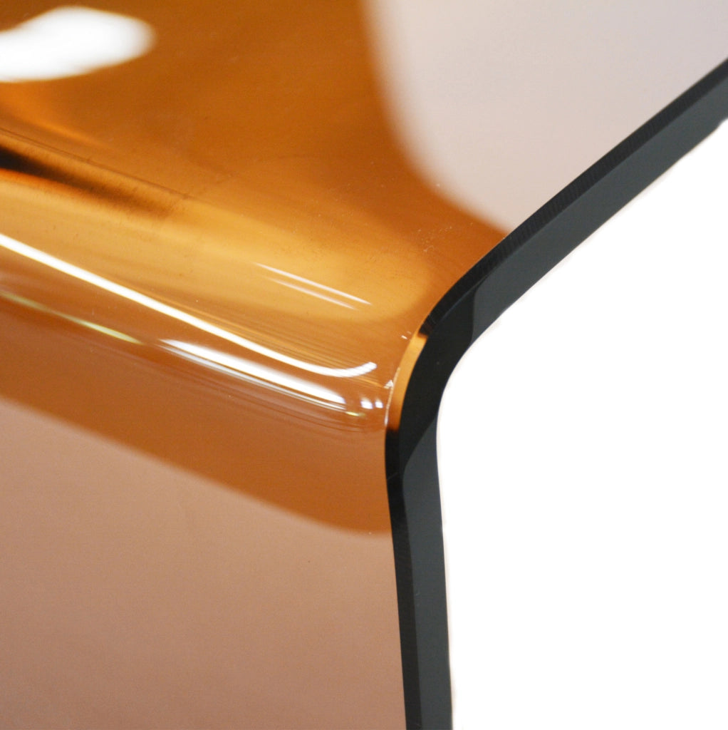 Tavolino multifunzione in vetro temperato marrone 100x50 cm
