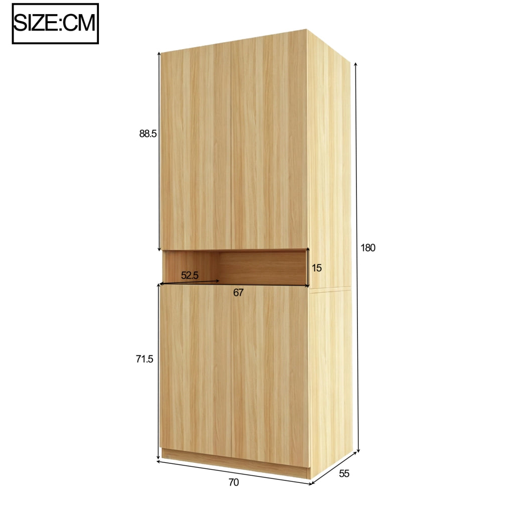 Armadio a due ante con vano illuminato a LED, 70 × 55 × 180 cm