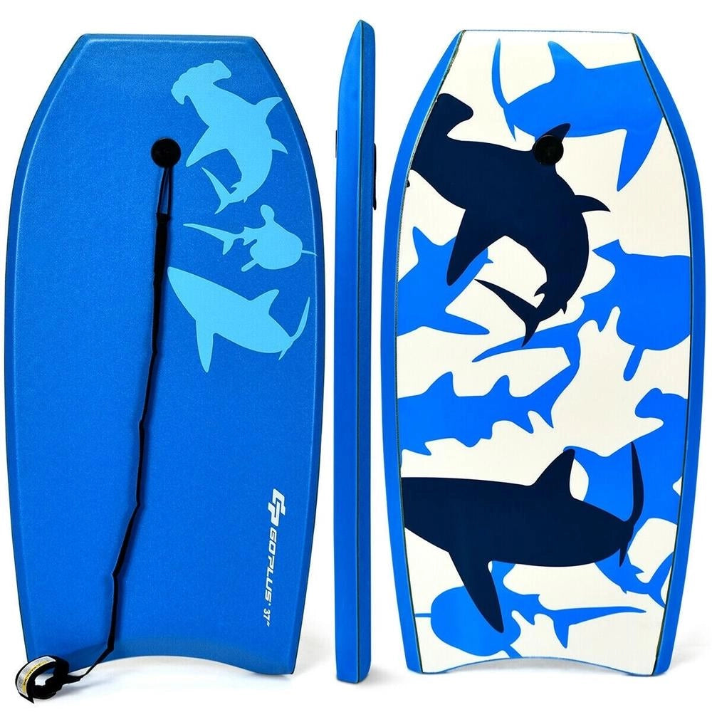 Bodyboard Leggero con Anima EPS, Deck XPE e Fondo HDPE, Coda a Mezzaluna, Leash e Polsiera, per Mare e Piscina