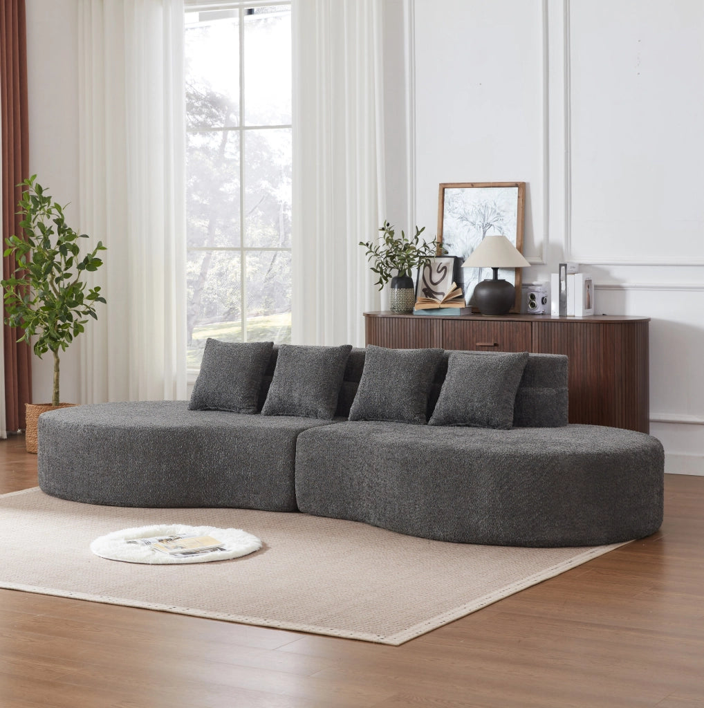 DIVANO Modulare in Schiuma 2 Pezzi Chenille Grigio