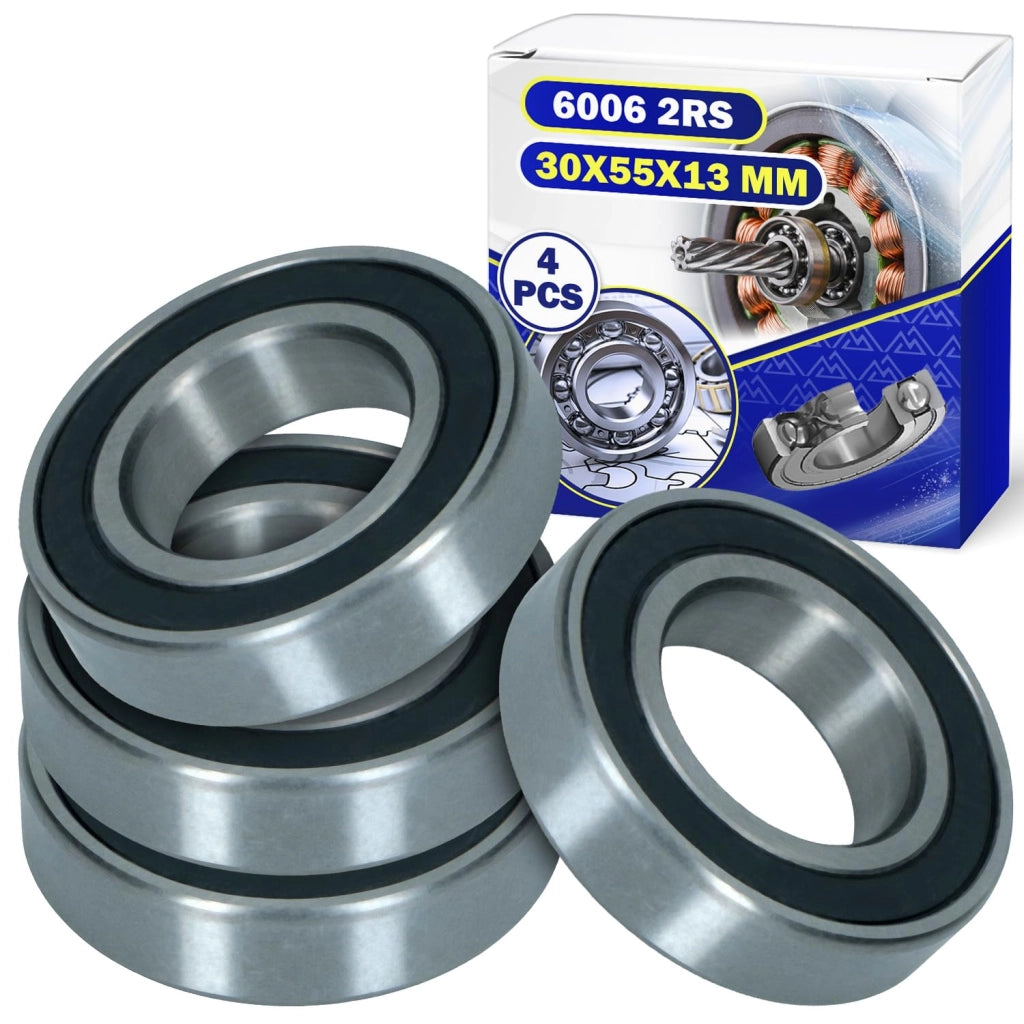 4 cuscinetti a sfera 6006 2RS, dimensioni 30x55x13 mm, con doppia tenuta
