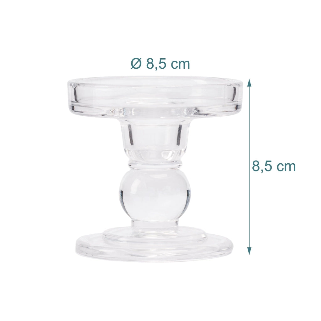 Set di 2 portacandele in vetro, 8,5x8,5 cm, trasparenti