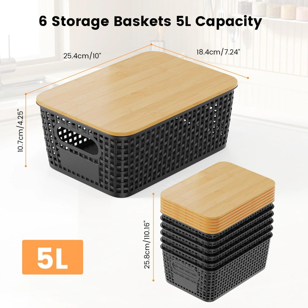 Contenitori con coperchio, set da 6, in plastica, impilabili, capacità 5 litri