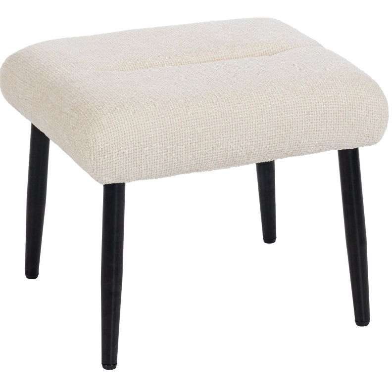 Repose-pieds 45x41x38 cm chenille blanc crème pieds acier petit espace