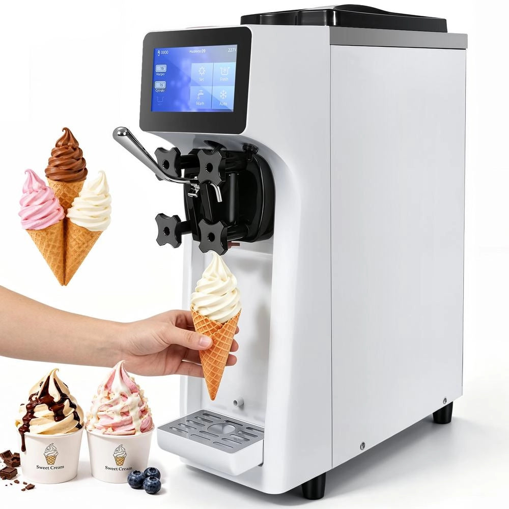 Macchina per Gelato Soft da Banco BQL-9200ST 900W 10L/H in Acciaio Inox Tramoggia 4L Cilindro 1,6L per Bar e Ristorazione