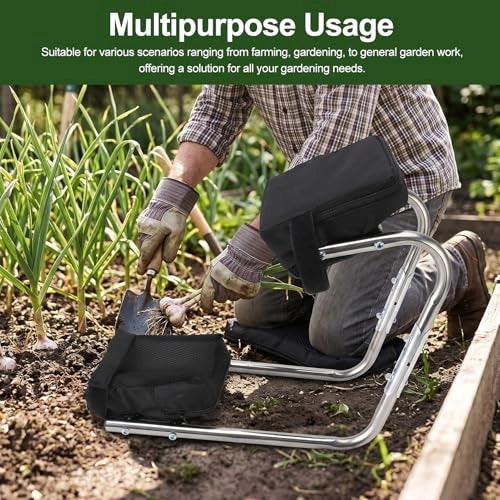 Cuscino per le ginocchia per giardinaggio, in acciaio inossidabile, ergonomico, multifunzionale