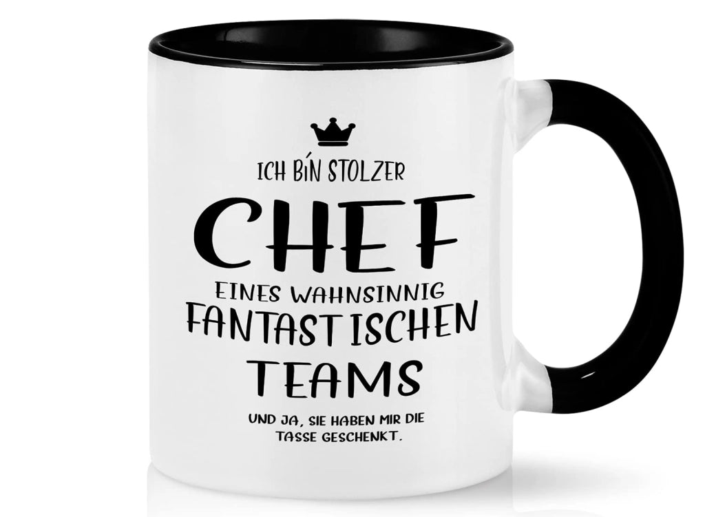 Mok con frase – Regalo per chef, 320 ml, Vetroceramica, nero