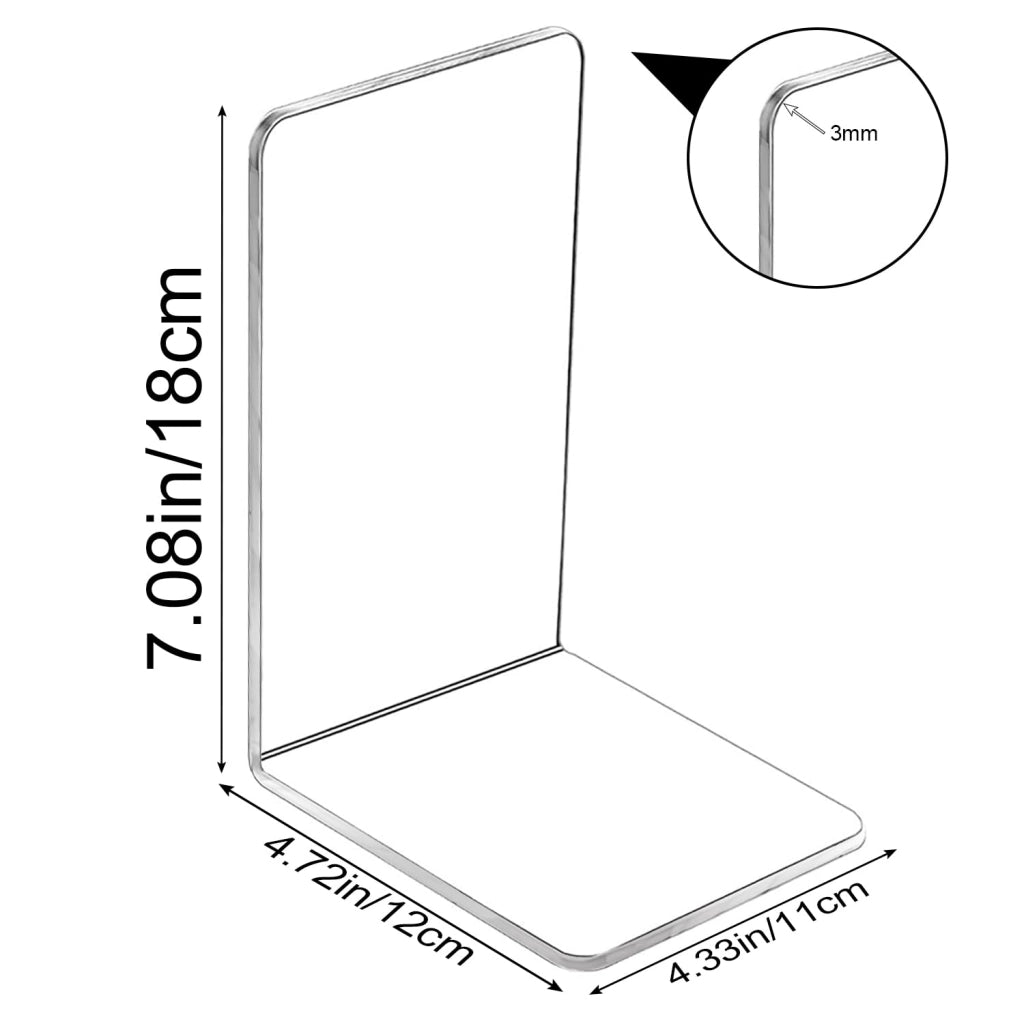 Supporti per libri in acrilico trasparente, confezione da 2, dimensioni 11x12x18 cm