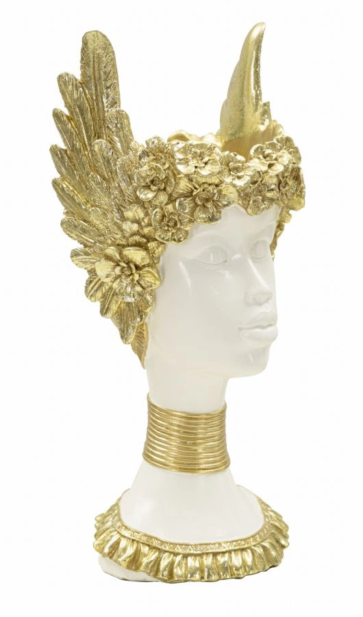Scultura Busto Donna con Ali Dorate Athena Oro