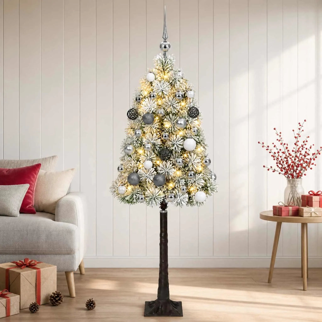 Albero di Natale artificiale con rami snodati e palline 120 cm 3466219