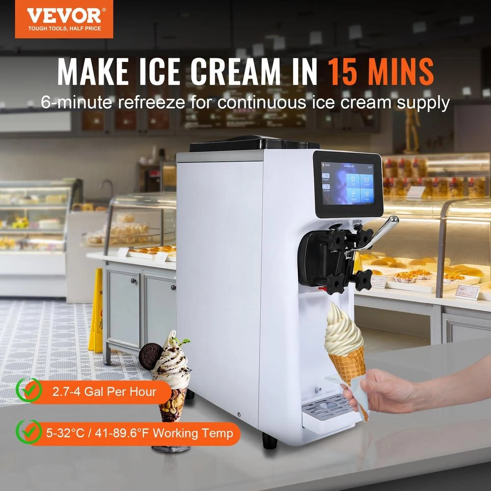 Macchina per Gelato Soft da Banco BQL-9200ST 900W 10L/H in Acciaio Inox Tramoggia 4L Cilindro 1,6L per Bar e Ristorazione
