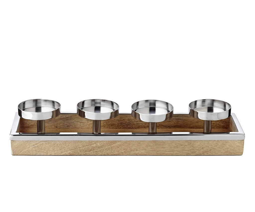 Candeliere per l'Avvento, piccolo, L 45 cm, in legno di mango, verniciato