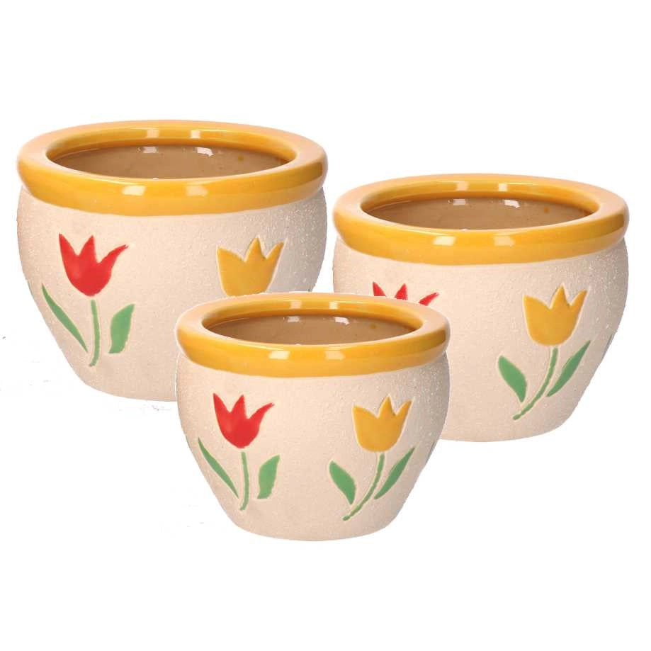 Coprivaso ceramica 1-3 tulipani cm30h21