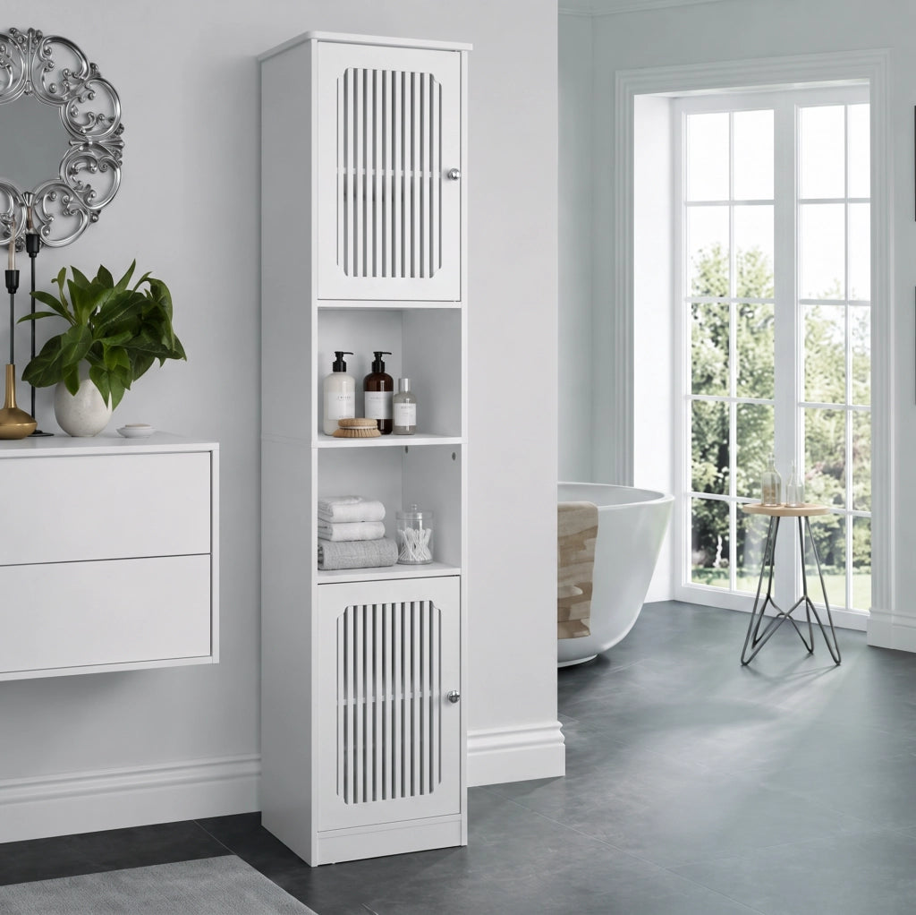 Colonna bagno 163 cm bianca in MDF e truciolare, stretta