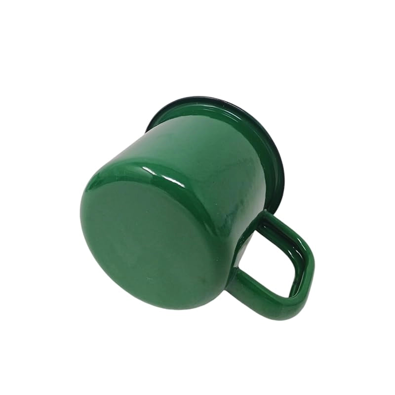 2 tazze in smalto da 250 ml, verde scuro con bordo nero