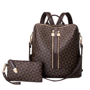 Zaino da donna in PU color caffè con borsa piccola