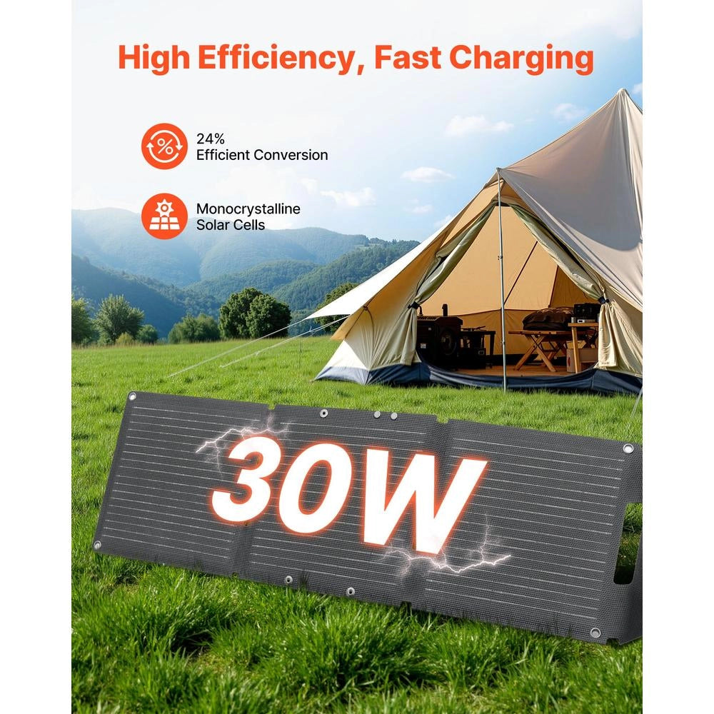 Pannello Solare Pieghevole 30W S30 Portatile Monocristallino Tipo N con USB Type-C IP65 per Campeggio Trekking