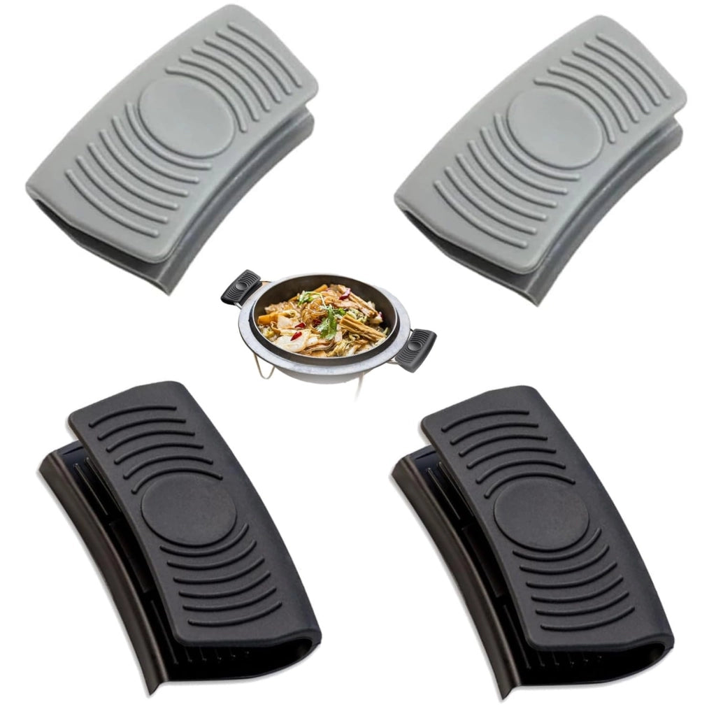 Set di 4 supporti in silicone per maniglie di pentole, resistenti al calore, anti-scottatura