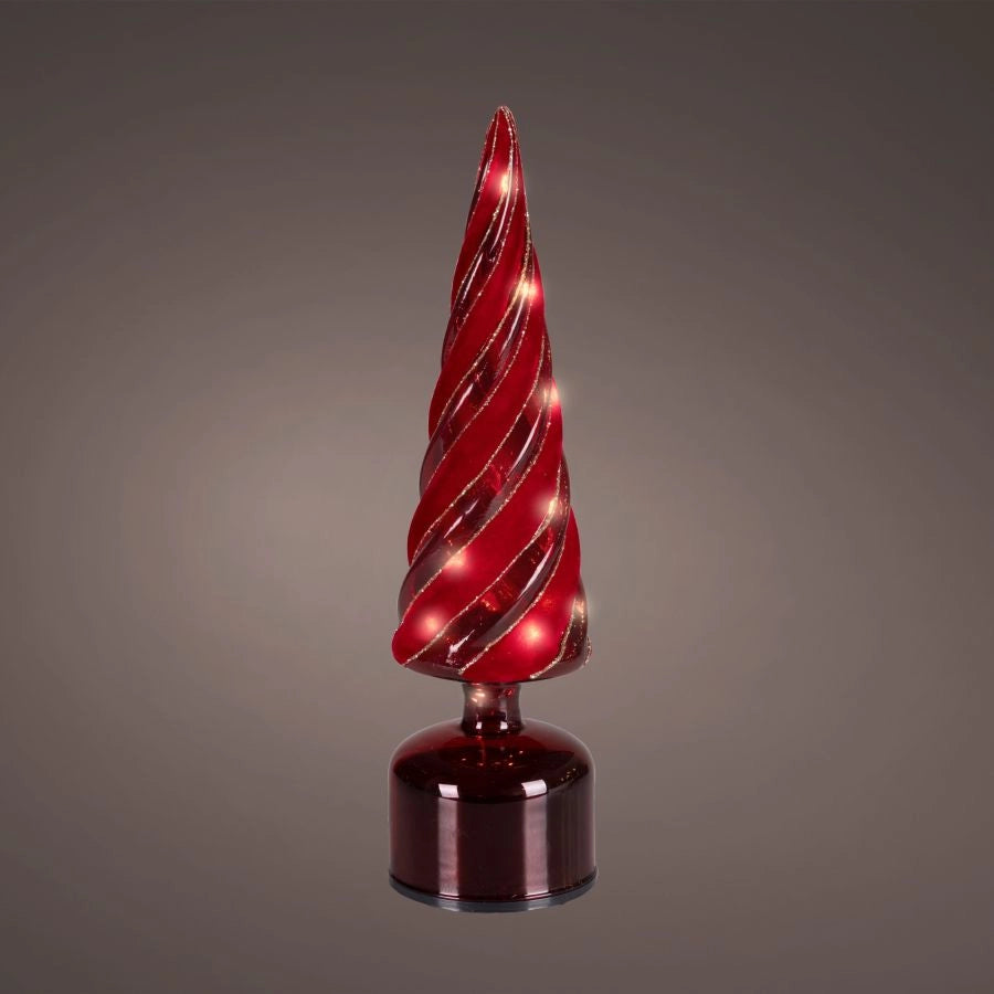 ALBERO LED FLASHING ROTANTE ROSSO EFFETTO VETRO DIAMETRO 9X33,5H CM