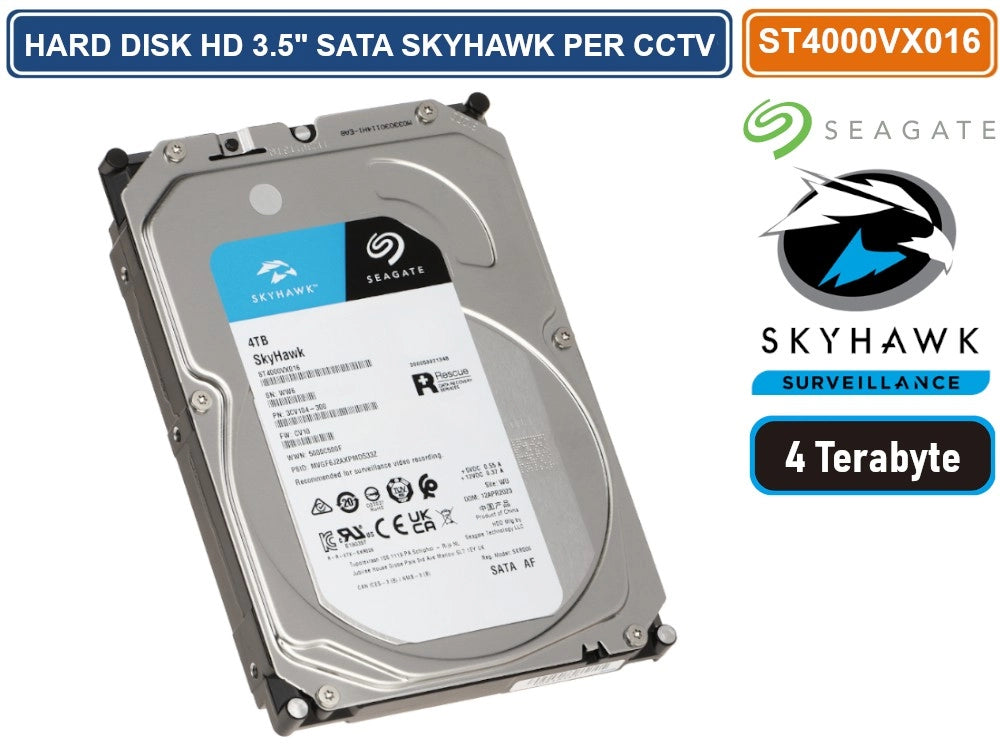 HARD DISK HD 3,5" SATA SKYHAWK 4000 GB 4TB 6Gb/s SEAGATE ST4000VX016 CCTV