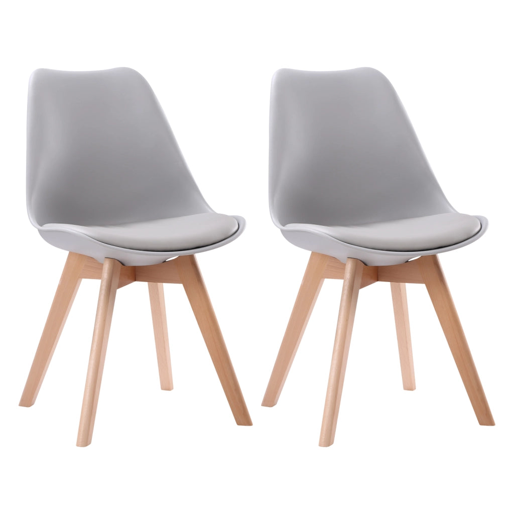Set di 2 sedie scandinave grigie NORA con cuscino