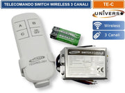 UNIVERSO TE-C TELECOMANDO WIRELESS SWITCH 3 CANALI ON/OFF PORTATA FINO A 100 M