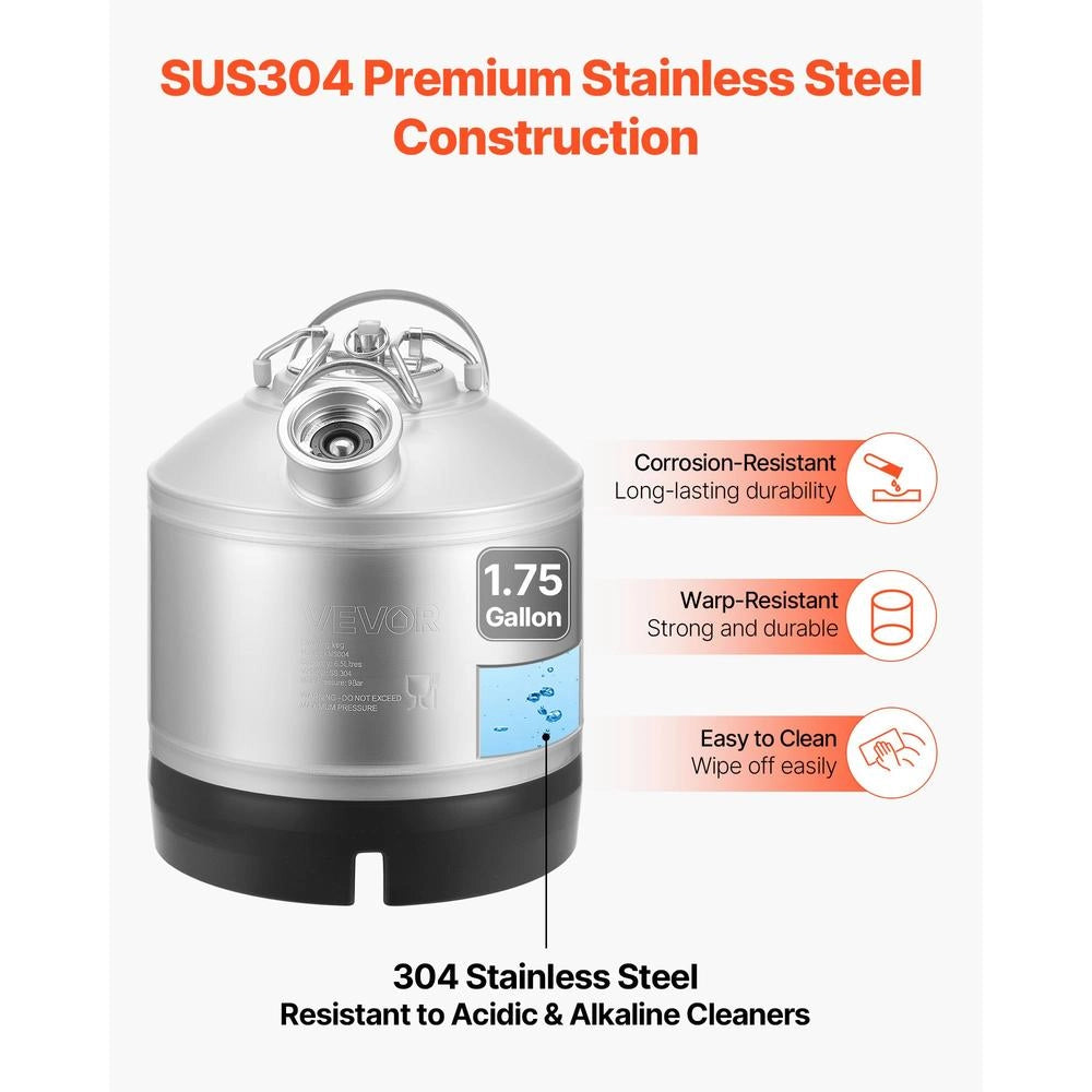 Dispositivo per Pulizia Linee Birra 6,5 L KMS004 in Acciaio Inox SUS 304 con Connettore D e Base in Gomma Robusto e Durevole
