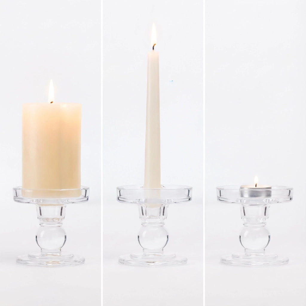 Set di 2 portacandele in vetro, 8,5x8,5 cm, trasparenti