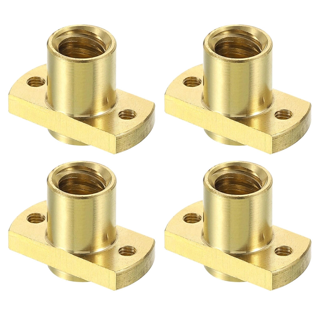 4 dadi in ottone, modello Tr8, diametro 10 mm, passo 2 mm, filettatura a due filetti
