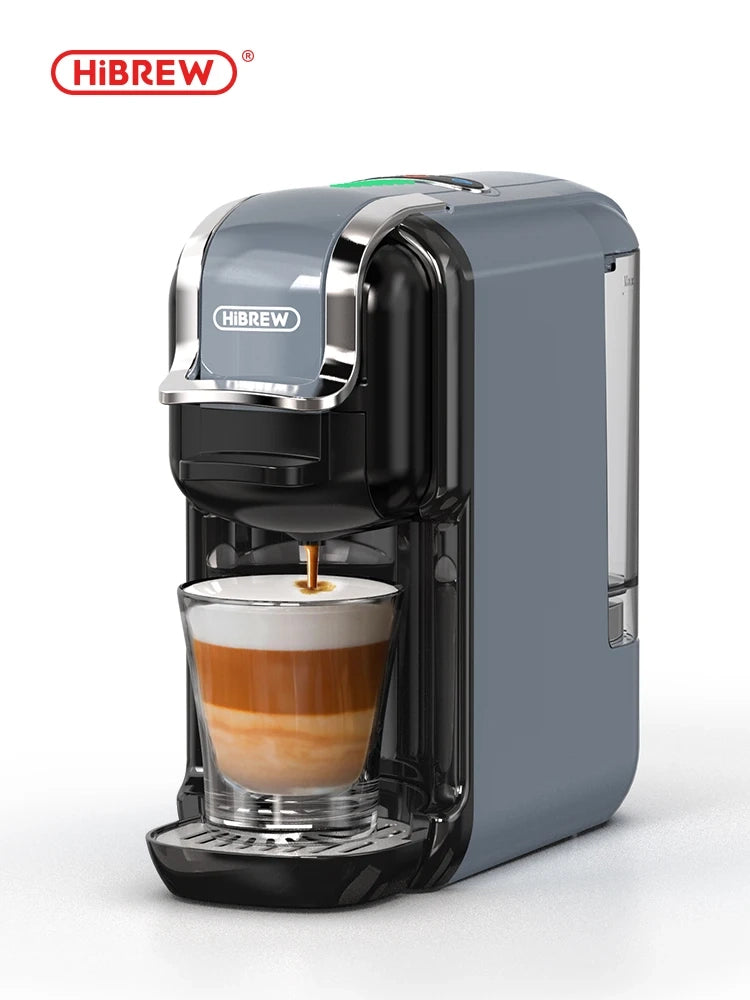 Macchina caffè espresso H2B HiBREW;grigio， 5 in 1 calda/fredda 19Bar; compatibile capsule Nespresso;Dolce Gusto;Kcup;ESE e polvere di caffè