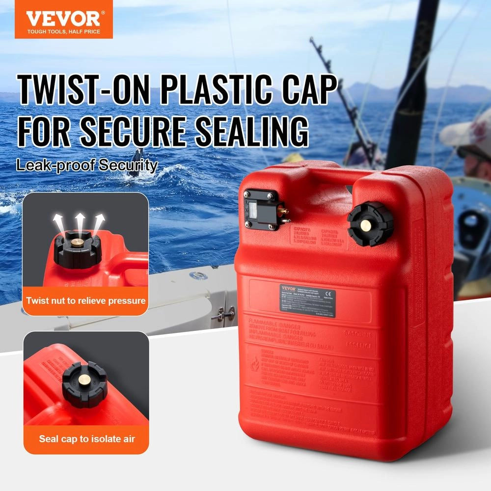 Serbatoio Carburante Marino 24L LD-YG-P24 per Motore Fuoribordo in Plastica Rosso con Tubo Flessibile Portatile e Robusto