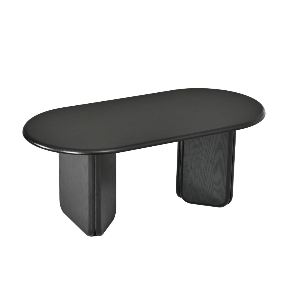 Tavolino da caffè ovale nero in MDF 99x50x40 cm