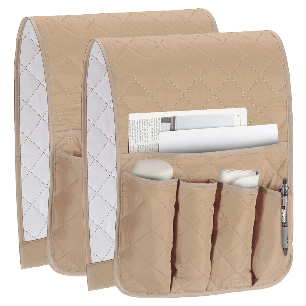 Contenitore per sedia a sdraio, 2 pezzi, organizer, color beige, 88x33 cm