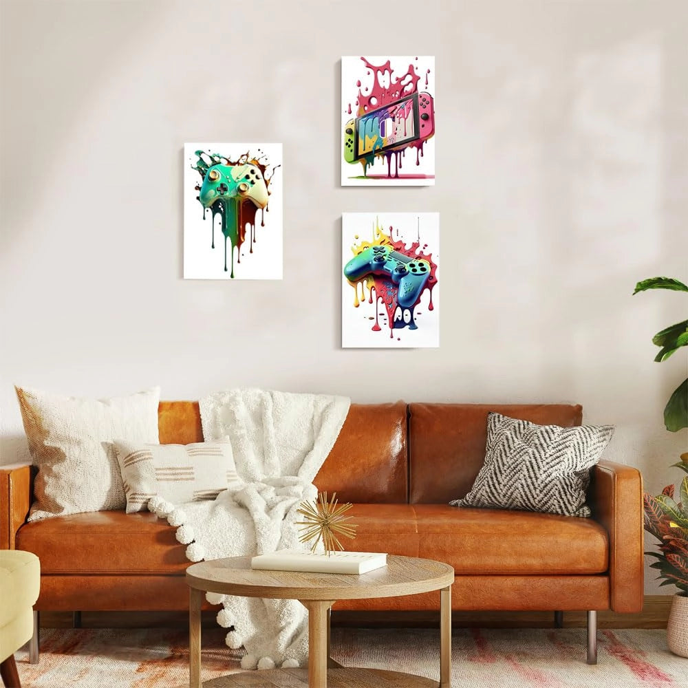 Set di 3 poster a tema gaming, dimensioni 30x40 cm, tela, stile graffiti