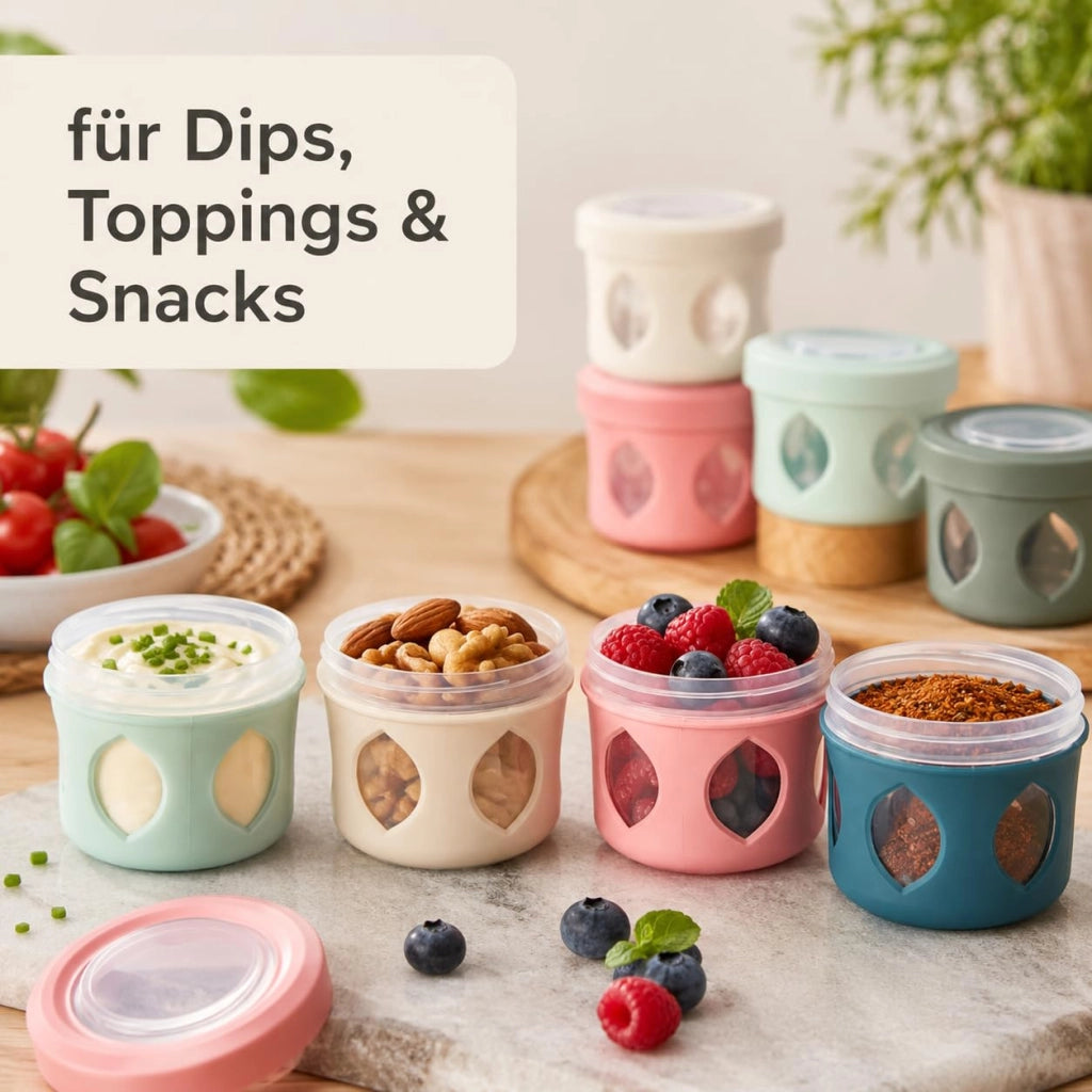 Set di 8 contenitori piccoli da 115 ml, ideali per snack e salse
