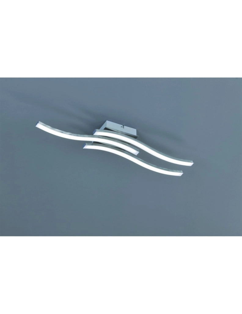 Plafoniera Moderna 3 Bacchette Led 3000k Route Nichel Trio Lighting