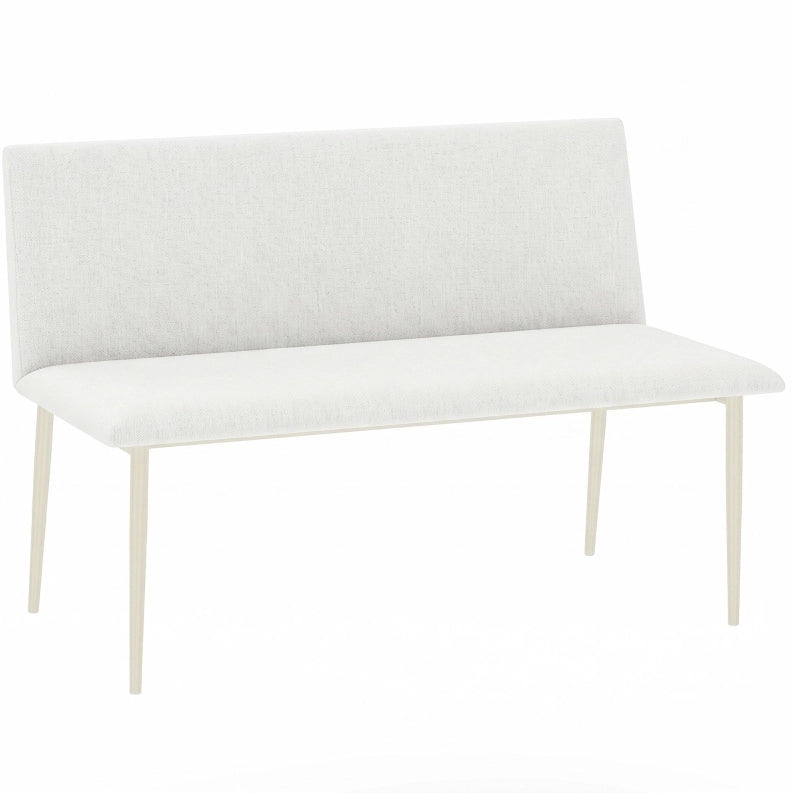 Panca da pranzo a 2 posti beige con schienale e gambe in metallo