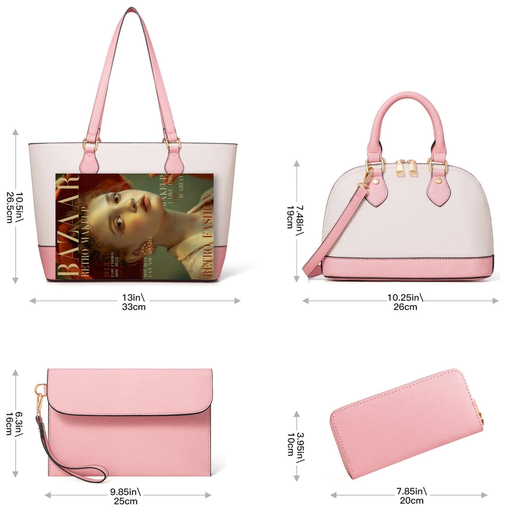 Set 4 borse da donna in PU con portafoglio, 40 x 29 x 14 cm