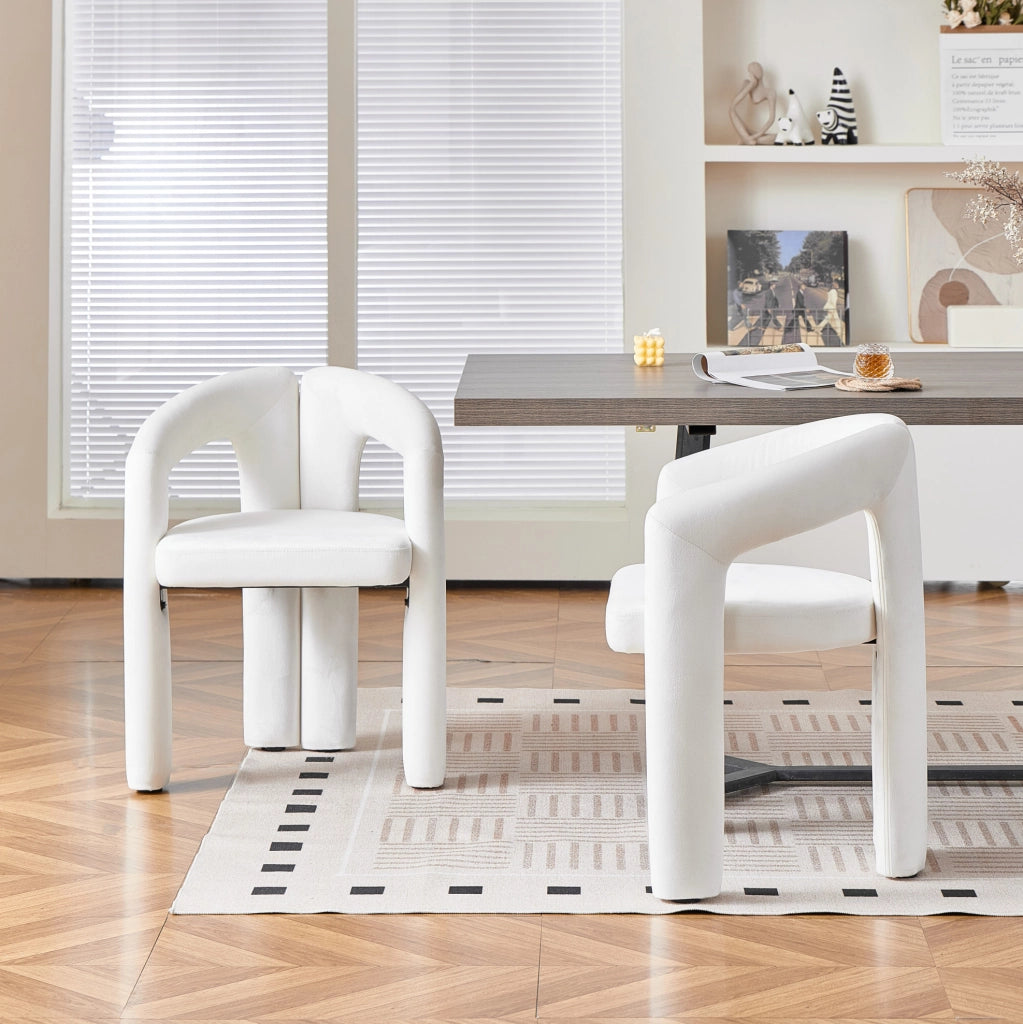 Sedia da pranzo in velluto beige con braccioli, 150 kg
