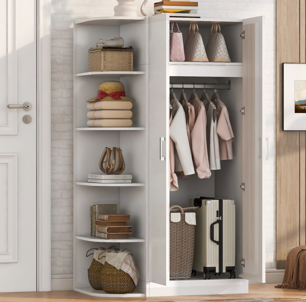 Armadio a due ante 90 x 55 x 170 cm con ripiani e cassetti