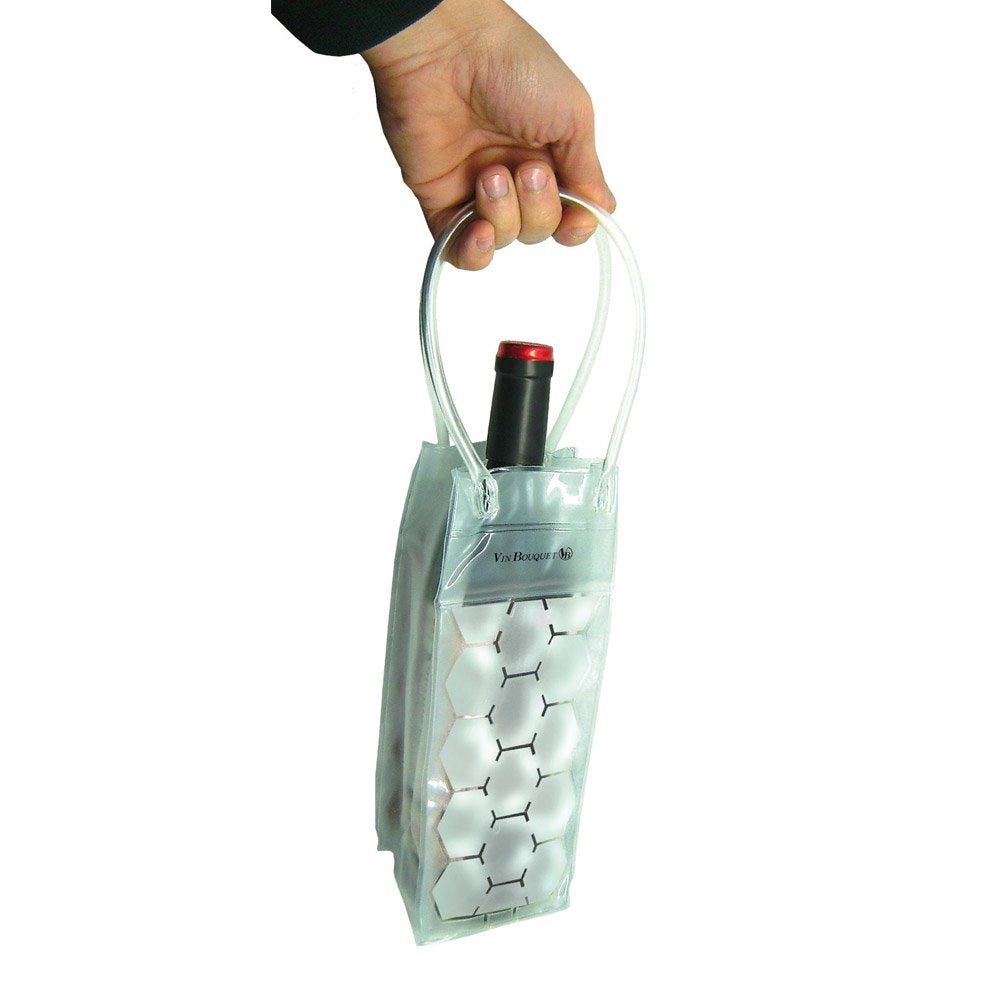 Borsa termica in gel per bottiglie di vino, capacità 75 cl, trasparente