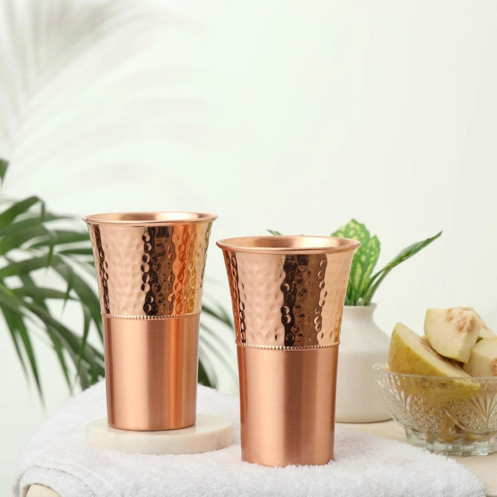 Set di 2 bicchieri in rame, capacità 350 ml, bicchieri per l'acqua secondo i principi dell'Ayurveda