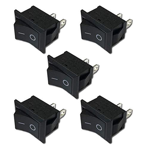 Confezione da 5 interruttori a pulsante da incasso, 2 poli, AC 250V/125V, 10A/6A, colore nero