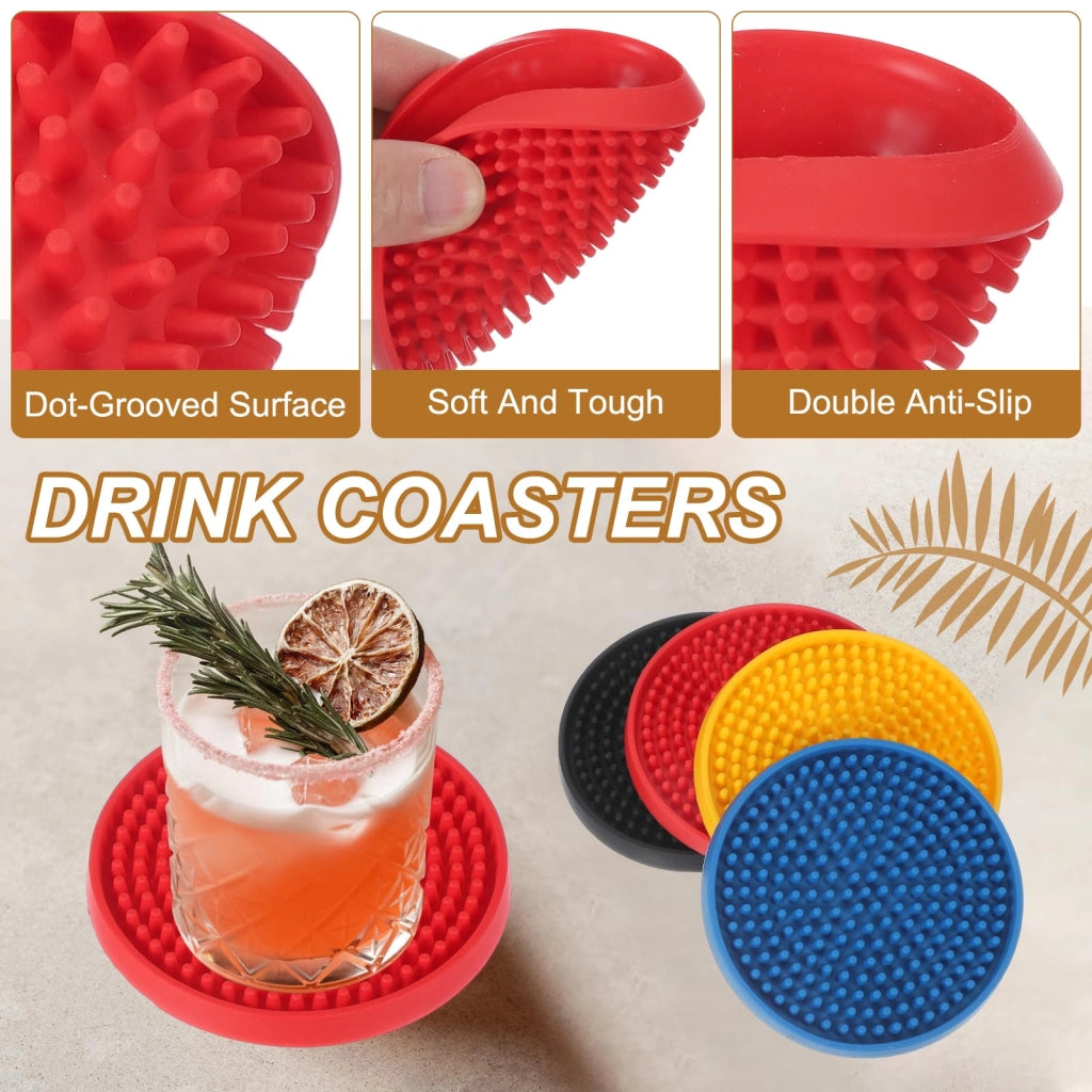 Sottobicchieri rotondi in PVC, confezione da 3 pezzi, colore blu, diametro 10 cm, antiscivolo