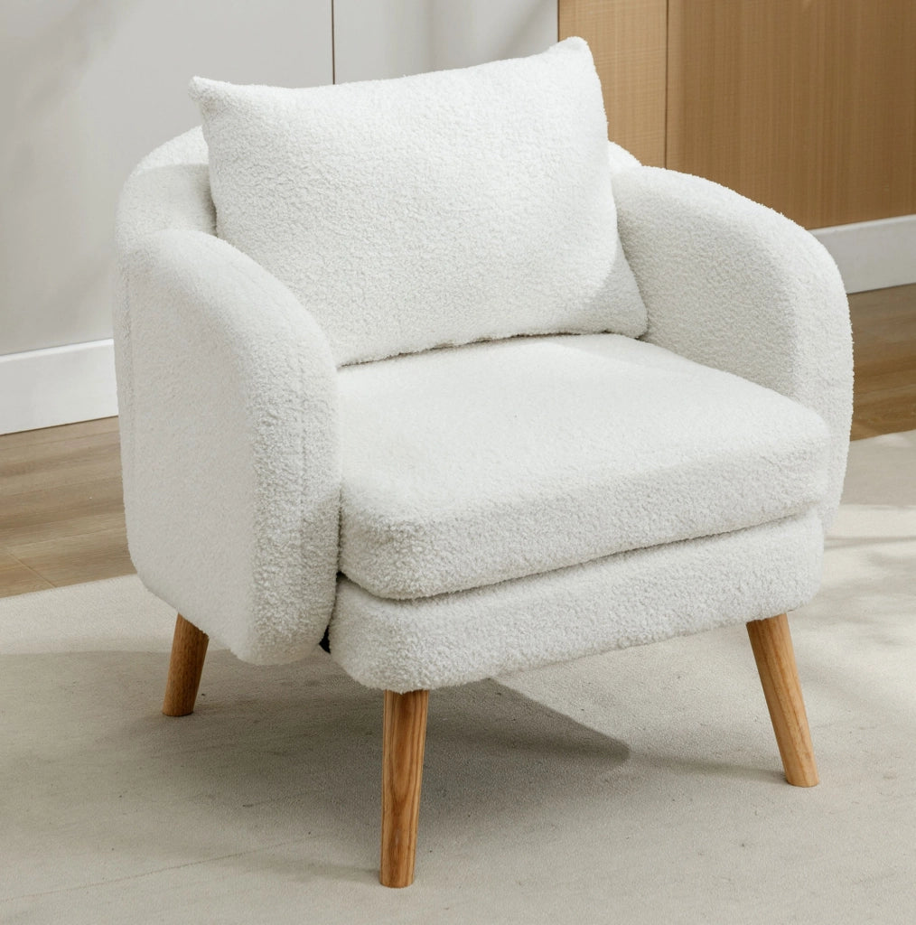 POLTRONA in bouclé 71x72x71 cm bianca con cuscino
